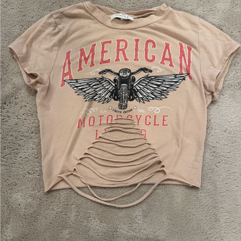 January 7 Tan American Motorcycle Crop Top - Picture 1 of 4